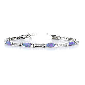 Diamond Bracelet With Pink Opal
