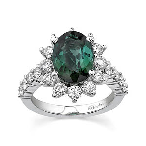 White Gold Green Tourmaline Ring