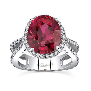 White gold diamond and rubellite ring