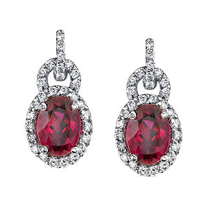 White gold diamond and rubellite earrings