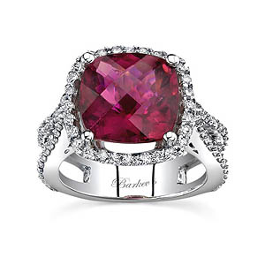 White gold diamond and rubellite ring
