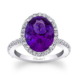 Amethyst Halo Ring