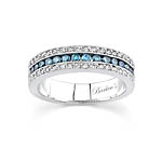 White Gold Band With White and Blue Diamonds