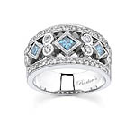 White Gold Band With White and Blue Diamonds