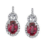White gold diamond and rubellite earrings