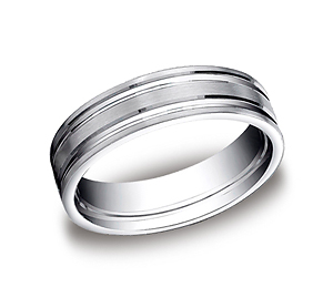 This incredible Palladium 6mm comfort-fit satin-finished carved design band features two high polished parallel center grooves for a continuous flow of style.