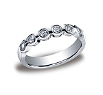 This unique 4mm burnish set high polished channel diamond band features a scallop-shaped design with 6 rou...