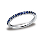 This gorgeous 2mm pave set eternity diamond ring features 33 beautiful round ideal-cut blue sapphire stone...