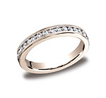 This elegant 3mm channel set eternity band features 36 round ideal-cut diamonds along the center with milg...