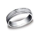 This incredible Platinum 6mm comfort-fit carved design band features a satin-finished with two high polishe...