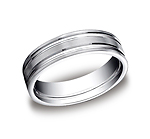 This incredible Platinum 6mm comfort-fit satin-finished carved design band features two high polished paral...