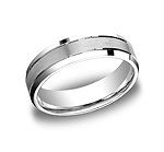 This unique Palladium 6mm comfort-fit satin-finished carved design band features center cuts along a high p...