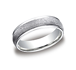 This incredible Platinum 6mm comfort-fit carved design band features a wired-finish along the center and a ...
