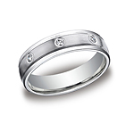 This remarkable Platinum 6mm comfort-fit bezel set eternity band features a satin-finished and 8 round idea...