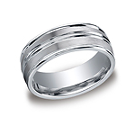 This incredible Palladium 8mm comfort-fit satin-finished carved design band features a high polished round ...