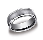 This popular 8mm comfort-fit Tungsten band features a satin-finished surface with a high polished round ed...
