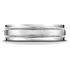 This Platinum 6mm comfort-fit carved design band features a satin-finished center with milgrain and a high polished round edge.