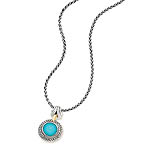 GB PD925 18K TURQUOISE DOUBLETand WHITE SAPPHIRE NECKLACE