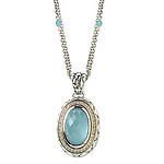 GB PD925 18K BLUE CAT'S EYE and WHITE SAPPHIRE NECKLACE 18"