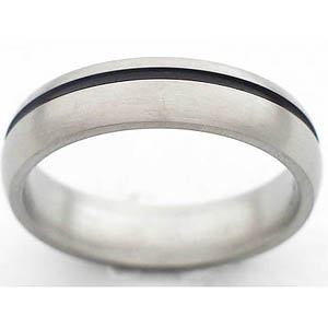 5MM DOMED TITANIUM BAND WITH (1)1MM OFF CENTER ANTIQUED GROOVE IN A POLISH FINISH