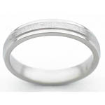 4MM FLAT TITANIUM BAND WITH GROOVED EDGES. CENTER IS A STONE FINISH AND E...
