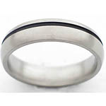 5MM DOMED TITANIUM BAND WITH (1)1MM OFF CENTER ANTIQUED GROOVE IN A POLIS...