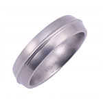 6MM DOMED TITANIUM BAND WITH A RAISED DOME IN CENTER. CENTER DOME IS POLIS...