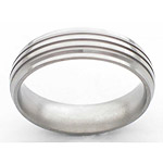 6MM DOMED TITANIUM BAND WITH GROOVED EDGES. IT HAS (3).5MM GROOVES AND I...