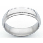 6MM DOMED TITANIUM BAND WITH GROOVED EDGES IN A POLISH FINISH.