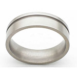 6MM FLAT TITANIUM BAND WITH(1)1MM OFF CENTER GROOVE IN A SATIN FINISH.