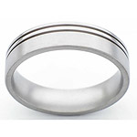 6MM FLAT TITANIUM BAND WITH(2).5MM OFF CENTER GROOVES. THE LARGER POTION ...