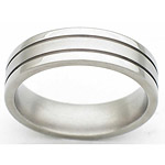 6MM FLAT TITANIUM BAND WITH (2).5MM GROOVES. THE CENTER IS SATIN AND THE...