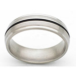7MM DOMED TITANIUM BAND WITH GROOVED EDGES AND(1)1MM ANTIQUED GROOVE IN ...