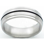 7MM DOMED TITANIUM BAND WITH GROOVED EDGES AND (1) 1MM ANTIQUED GROOVE. T...