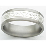 7MM FLAT TITANIUM BAND WITH ANGLED TOOLING. THE CENTER IS A POLISH FINISH...