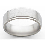 7MM FLAT TITANIUM BAND WITH GROOVED EDGES. THE CENTER IS A STONE FINISH AN...
