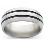 8MM DOMED TITANIUM BAND WITH (2)1MM ANTIQUED GROOVES IN A SATIN FINISH.