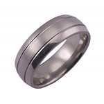 8MM DOMED TITANIUM BAND WITH(2).5MM GROOVES. IT HAS A SATIN FINISH CENT...