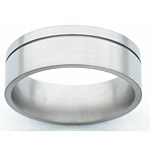 8MM FLAT TITANIUM BAND WITH (1).5MM OFF CENTER GROOVE IN A SATIN FINISH...