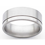 8MM FLAT TITANIUM BAND WITH(1).5MM OFF CENTER GROOVE. THE LARGE EDGE IS ...
