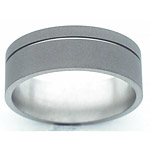 8MM FLAT TITANIUM BAND WITH (1).5MM OFF CENTER GROOVE IN A SANDBLAST FI...