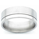 8MM FLAT TITANIUM BAND WITH(1).5MM OFF CENTER GROOVE. THE LARGER EDGE I...