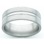 8MM FLAT TITANIUM BAND WITH A SMALL DOME IN CENTER. EDGES ARE POLISHED AN...