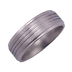 8MM FLAT TITANIUM BAND WITH GROOVED EDGES AND (3).5MM GROOVES WITH SATIN...