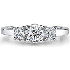 14k White Gold Three Stone Diamond Semi Engagement Ring