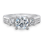 14k White Gold Diamond Three Stone Semi Mount