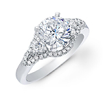 14k White Gold Shimmering Three Stone Diamond Semi Mount
