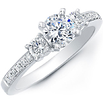 14k White Gold Three Stone Diamond Engagement Ring