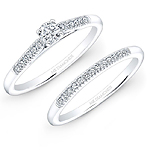 14k White Gold 1/5ct Center White Diamond Pave Bridal Set