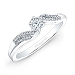 14k White Gold 1/4ct Center White Diamond Engagement Ring